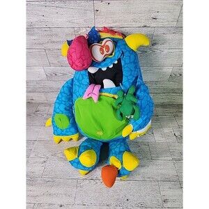 Vintage Gross Out DOODLE MONSTER Plush 15" Stuffed Animal Toy Blue Doll